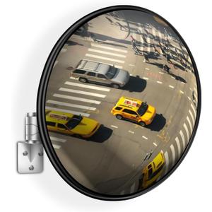 Convex Traffic Mirror - 24'' Outdoor and Indoor Driveway & Security Parabolic Safety Mirrors, Acrylic Convex Mirror for Garage, Retail Stores, Warehouses, Office and High-Traffic Areas (Gray)