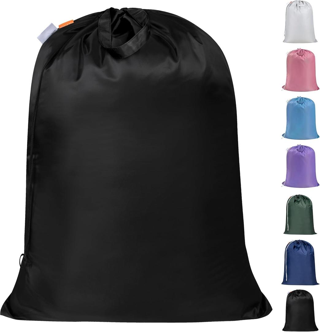 Polecasa Extra Heavy Duty Large Laundry Bag with Sturdy Handles and Drawstring Closure, 28 x 36 inches Durable Storage Bags for Basket, Hamper, College, Dorm, Travel, Black
