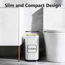 TIPGO Bathroom Trash Can with Lid, 2.1 Gallon / 8 Liter Small Garbage Can, Press Top Bin, Stainless Steel Wastebasket with Pop-Up Lid for Bedroom, Living Room, Office (White)