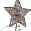 Kurt Adler 10-Inch Silver Star Treetop with 10 Mini UL Lights