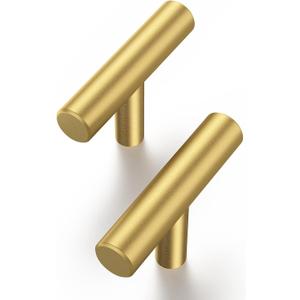 Haliwu 30 Pack Brass Gold Cabinet Knobs T Kitchen Pulls Drawer Knobs for Cabinets