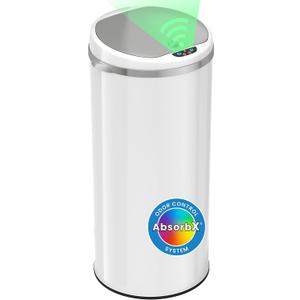 iTouchless 13 Gallon Round Sensor Kitchen Trash Can with Lid | Odor Filter