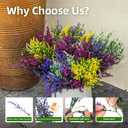 CLEANGOR 8 Bundles Artificial Flowers for Outdoors, Lavender Flowers Artificial, UV Resistant Artificial Outdoor Plants, for Spring Summer Garden, Porch, Patio, Window Box, Home Decoration (4 Color)