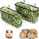 2PCS Rabbit & Guinea Pig Hay Rack with Heavy Duty Metal Frame - Pet Grass Feeder for Small Animals