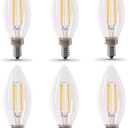 Feit Electric 40W Equivalent Candelabra LED Light Bulb, Dimmable, E12 Base, 2700K Soft White, B10 Filament Torpedo Tip Decorative Lighting Bulbs, 13-Year Lifetime, CTC40/927CA/FIL/6, 6-Pack (6 Count (Pack of 1))