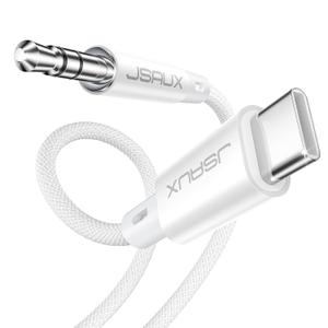 JSAUX USB C to 3.5mm Audio Aux Jack Cable [3.3ft], USB Type C to 3.5mm Headphone Stereo Cord Car Compatible with iPhone 16 Pro Max/15 Pro Max Plus, Samsung Galaxy S24 S23, iPad Pro, Pixel 9/8-White