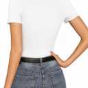 CLOZOZ Short Sleeve Tops for Women Sexy V Neck T Shirts Fitted Tight Basic Tee (Small)