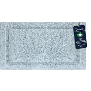 Organic Cotton Reversible Bath Mat 3000 GSM, GOTS Certified, Ultra-Thick & Super Absorbent | Soft, Plush & Quick-Drying Bathroom Rug (Light Blue, 20x30)