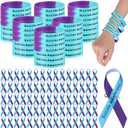 Crowye 300 Pcs Suicide Awareness Accessories Bulk Suicide Prevention Silicone Wristband Awareness Ribbons Pins Inspirational Wristband Unisex Size for Women Men Teen Group Event