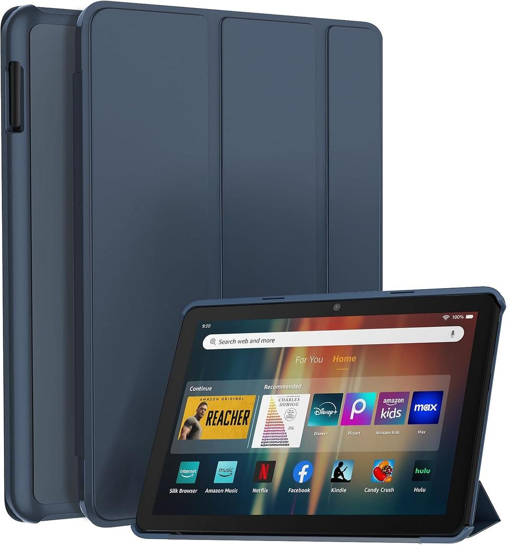 Fire HD 8 & HD 8 Plus Tablet Case(12th Gen/10th Gen, 2024/2022/2020 Release) Slim Folding Stand Cover with Auto Wake/Sleep Navy Blue