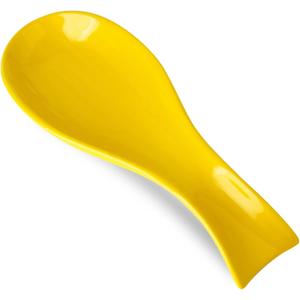 Hasense Ceramic Spoon Holder for Stove Top, Large Cooking Heat-Resistant Spoon Rest for Kitchen Counter, 8.7 Inch Utensil Rest for Spatula, Ladle and Tong, Microwave Safe and Dishwasher Safe, Yellow