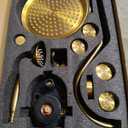 Brushed-Gold Antique Shower System with Jets: 9 inch Rain Faucet Sets Complete Wall Rainfall Head and Handheld Spray Fixtures Combo, 3 Way Diverter Brass Rough in Valve Trim Kit