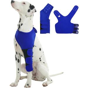 ROZKITCH Dog Leg Leg Sleeve, Anti-Lick Wound Protector for Front Left Legs Adjustable & Breathable Dog Surgery Sleeve for Joint Pain Relief for Medium Dogs Blue L (L(Leg Girth: 6.3"; Leg Length:8.2"))
