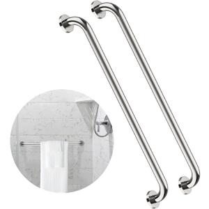 2 Pack 32 Inch Shower Grab Bar, ZUEXT SUS304 Stainless Steel Chrome Bathroom Grab Bar Handle, Shower Balance Bar, Safety Hand Rail Support, Handicap Elderly Senior Assist Bath Handle(1.25" Diameter)