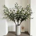 Giegxin 32 Inch Spring Artificial Blossom Branches Fake Spring Cream Blossom Branch 3 Pcs Faux Wild Petunia Flower Stems Bush Long Branches for Vase Floral Arrangement Wedding Party Decoration