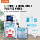 VEVOR Water Distiller, 1.1 Gal Distilled Water Machine, 750W Pure Water Distilling w/BPA Free Plastic Container, Water Distillation Kit w/Button, Countertop Distilled Water Maker for Home, White