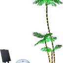6FT Solar Lighted Palm Trees for Outside Patio Light Up 260 LED Artificial Fake Tree Lights for Pool Bar Tropical Party Deck Outdoor Decorations
