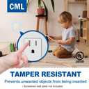 (100 Pack) CML 15 Amp Decor Wall Receptacle Outlet, Child-Safe Tamper Resistant (TR), 15A/125V, Standard Decorator Electrical Outlet, UL Listed, White
