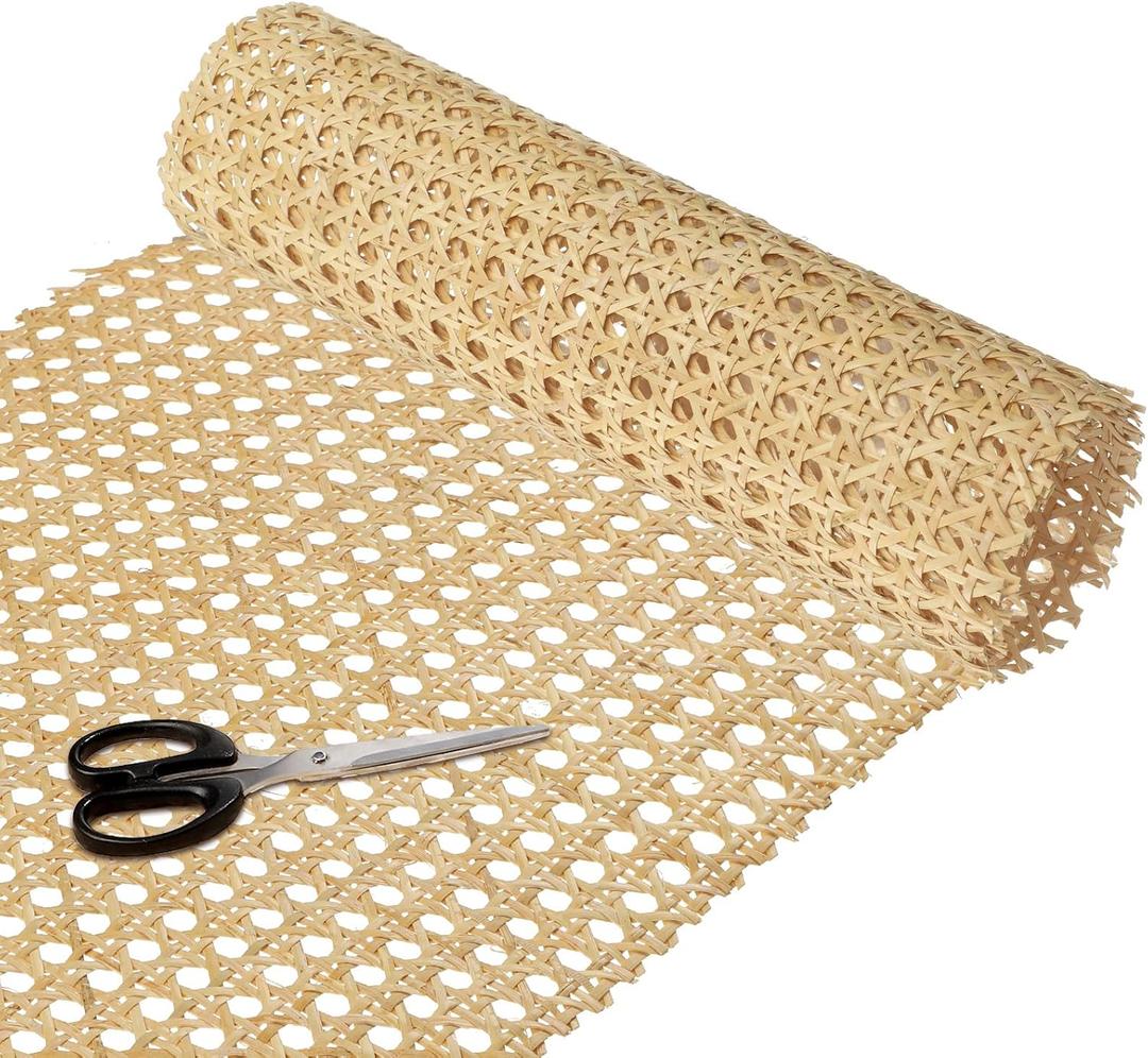 18'' Width Rattan Cane Webbing Roll Caning Material Weave Rattan Fabric Furniture for Caning Projects Pre Woven Open Mesh Cane for Cabinet Bed Chair Repair Material DIY Supplies(2 Feet)