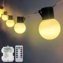 Globe String Lights Battery Powered 7Ft 10 LED Edison Shatterproof G50 Light String with Remote Timer, Indoor String Lights Outside Waterproof Hanging Lights for Garden Porch Patio Camping Party Decor