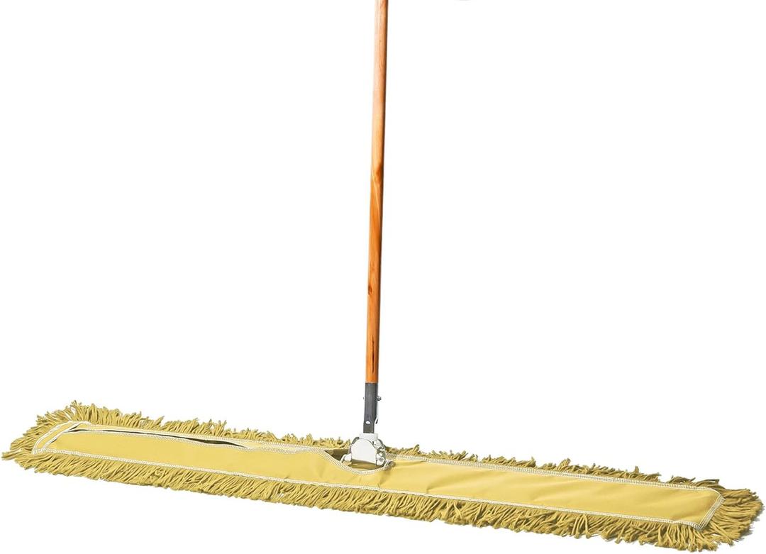 36 Inch Blue Commercial Dust Mop & Floor Sweeper  Wood Handle Floor Mop for Tile, Hardwood & Concrete