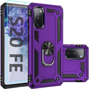 for Samsung Galaxy S20 FE Case,Galaxy S20 FE 5G Case,with Screen Protector,[Military Grade] 16ft. Drop Tested Cover with Magnetic Kickstand Car Mount Protective Case for S20 FE, Purple