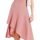 Aupuls Women Midi Cocktail Dresses V Neck High Low Formal Party Evening Wedding Guest Dresses, XL