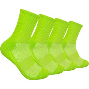 Hycome 4Pairs Socks Sport Running Calf Socks Performance Cushioned Breathable Crew Socks for Men Women (4Pair Green, Medium)