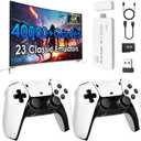TEFELE 2026New Wireless Retro Game Console 23 Simulators and Over 40,000 Games Plug and Play 4K HD HDMI TV Game Stick 2.4G with Dual 2.4G Wireless Controllers(128G)