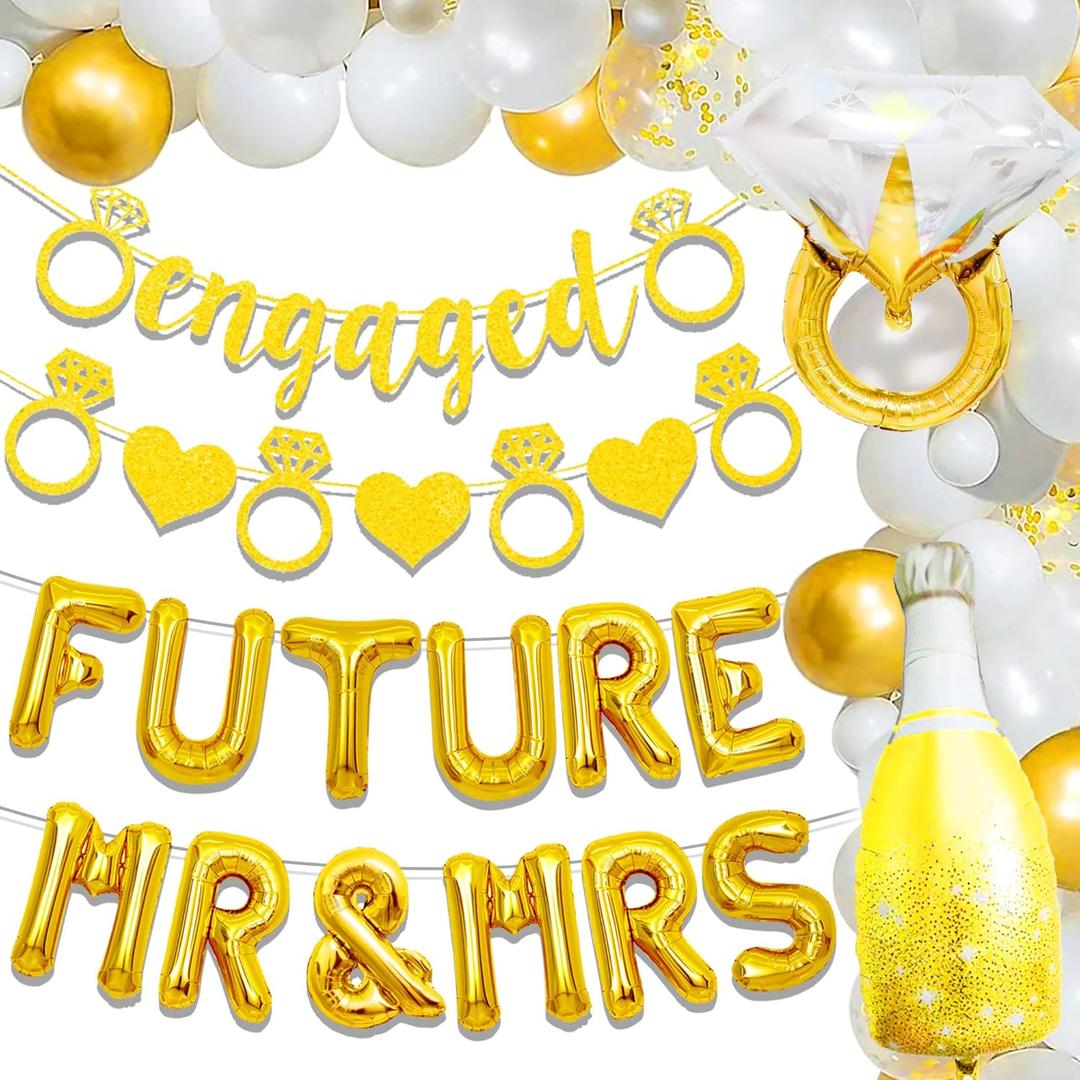 JeVenis Future Mrs & Mr Balloons Engagement Party Decorations Bridal Shower Decor Bridal Shower Balloons Wedding Balloons Soon To Be Future Mr And Mrs Balloons Decor Engaged Decorations, Platinum 1