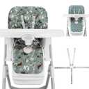 Baby High Chair Cover Replacement, Reversible & Waterproof High Chair Cushion Pad Home & Restaurant use, Includes 5-Point Harness Strap, Chair Not Included (Dark Green)