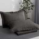 Simple&Opulence 100% Linen Pillow Case King Size Set of 2, Dark Grey Pillow Covers with Overlap Closure, Luxury Breathable Pillowcases Protectors Suitable for All-Season (20" X 36", Dark Grey)