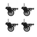 4Pcs 1.5 Inch Heavy Duty Caster Wheels Swivel Casters with Brake and M8 Threaded Stem, Loading 50kg/110lbs Black Rubber