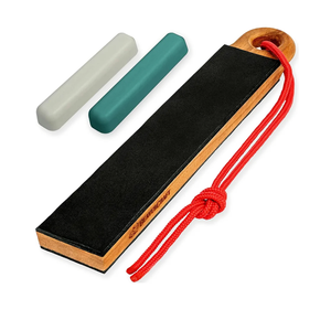 BeaverCraft Leather Strop for Knife Sharpening LS9P02 - Stropping Kit with Polishing Compound - Leather Knife Sharpener - Honing Strop Block 2-sided