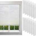 Kigley 12pcs White Filtering Temporary Blinds for Windows, Cordless Light Filtering Fabric Shade Self Adhesive Window Shade, Easy to Cut and Install, with Clips (35x71inch)