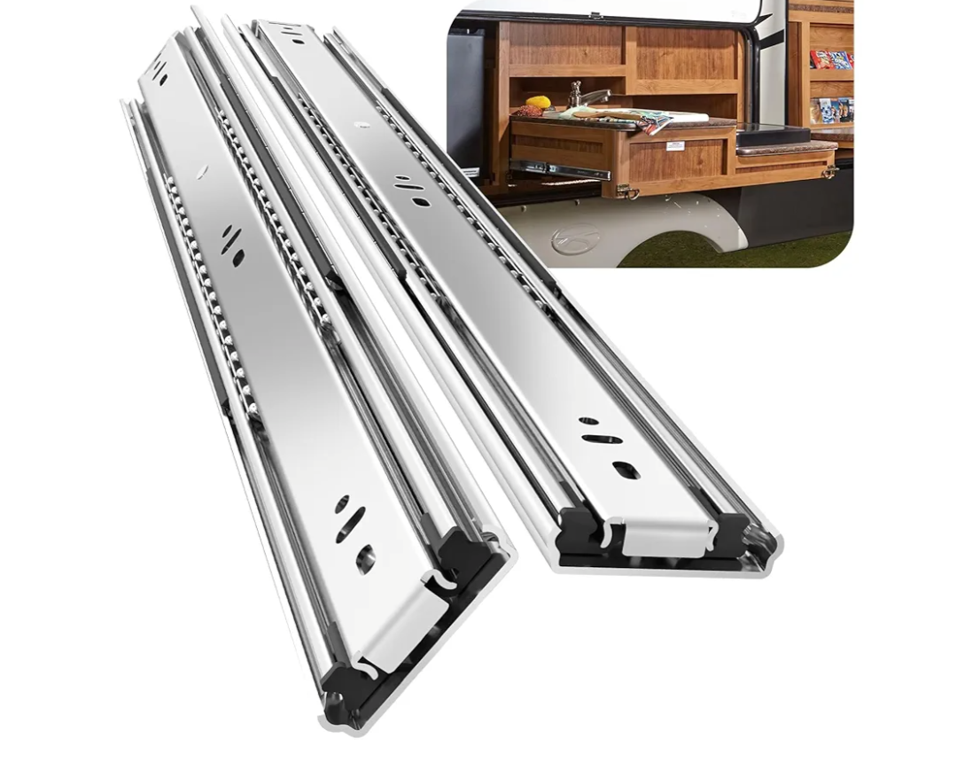1 Pair Heavy Duty Drawer Slides 12 14 16 18 20 22 24 26 28 30 32 34 36 38 40 Inch 150 lb Load Capacity Side Mount Full Extension Ball Bearing Rail Runner（Without Lock,14 inch）