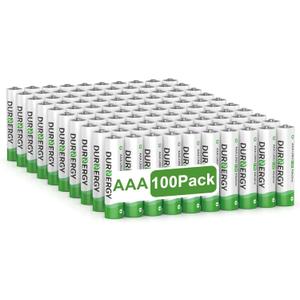 DURNERGY AAA Batteries 100 Pack Alkaline 1.5V 10 Year Shelf Life 1200mAh High Capacity for Remote Controls Toys Flashlights LR03 E92 MN2400