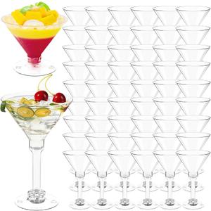WUWEOT 60 Pack Plastic Martini Glasses, 5 Oz Tall Cocktail Glasses, Unbreakable Appetizer Dessert Cups Drinkware for Home Bar Restaurant Party Supply