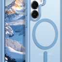 Rayboen for Samsung Galaxy S25 Case, Compatible with Magsafe, Translucent Frosted Silky Durable Shockproof Magnetic Phone Cover for Galaxy S25 with Anti-Scratch Hard PC Back, Matte Light Blue