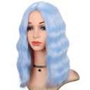 Beautifa Hair Extensions 14 Inches Woman Short Silver White Synthetic Wigs for Women Heat Resistant Cosplay Hair Hair Pieces, Blue