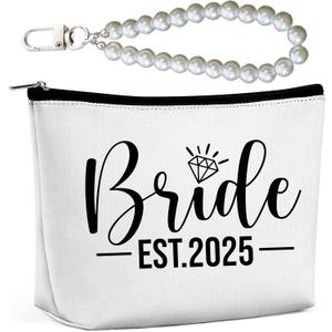 Bride Makeup Bag, Bridal Shower Gifts for Engagement Wedding Bachelorette Gifts for Bride (One Size)