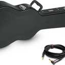 Gator Cases Hard-Shell Wood Case for Gibson Les Paul Guitars (GWE-LPS-BLK) + Cableworks Headliner Series Premium 10 Foot Straight to Right Angle Quiet Instrument Cable; (GCWH-INS-10RAQT) Bundle