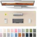 YSAGi Leather Desk Pad Protector, Office Desk Mat, Large Mouse Pad, Non-Slip PU Leather Desk Blotter, Waterproof Laptop Desk Writing Pad for Office and Home (23.6" x 13.8", Eggshell)