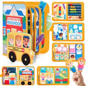 Hahaland Busy Book Preschool Learning Activities - First Day of School Gifts Activity Books for Toddlers 1-4, Montessori Toys 2 Year Old Boy Girl Birthday Gift Preschool Must Haves Busy Board Ages 2-4