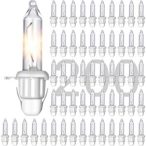 ElectricWise 200 Pcs Twinkle Christmas Tree Light Replacement Bulbs, 2.5 Volt Incandescent Christmas Tree String Bulbs with Base for Indoor Outdoor Xmas Decor (Warm White,White Base)