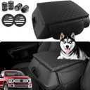 Center Console Cover for Ford F150 2015-2020, Bucket Seat Central Armrest Box Cushion PU Leather Anti-Scratch Protector