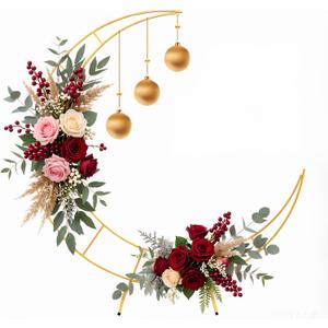 Moon Shaped Wedding Arch Backdrop Stand, 5.9 Feet, Gold Frame, Iron Material, Rustproof, Easy Assembly, Reusable for Festival Decorations, Party and Balloon Arch Display