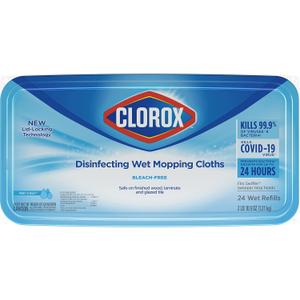 Clorox Disinfecting Wet Mopping Cloths, Rain Clean, 24 Wet Refills (Package May Vary)
