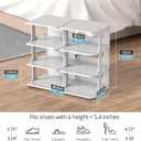 ZOINLIY Stackable Shoe Organizer for Closet, Small Shoe Rack for Entryway, Bedroom, Dorm Rooms, Free Standing Shoe Shelf, Plastic Shoe Cubby for Small Space, Grey Space Saver Shoe Holder, 4 Tiers, 2 Columns