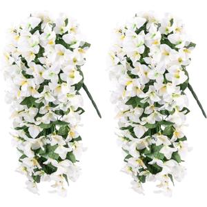 2Pcs Artificial Bougainvillea,Spring Long Trailing Vines for Front Door Porch Used for Dining Table Center, Wedding Parties, and(White)